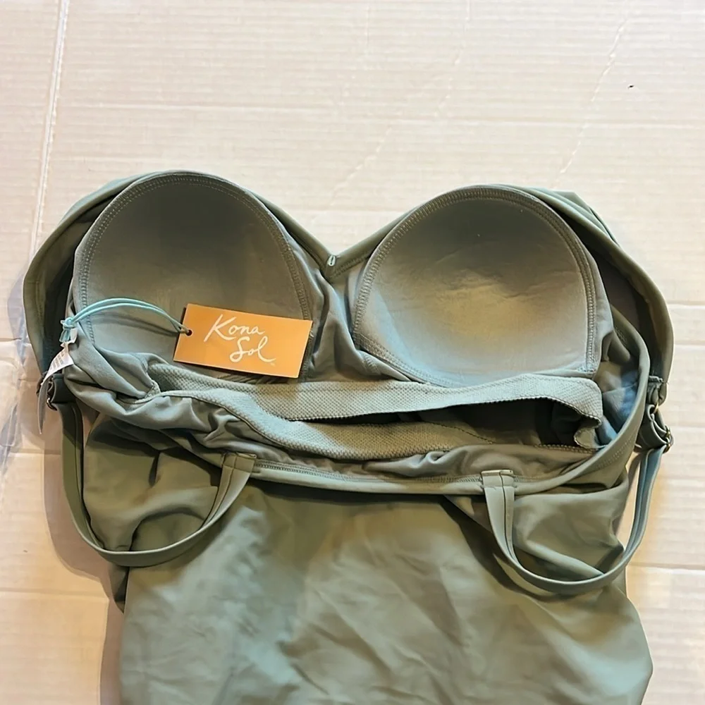 NWT-Kona Sol-16W--greenV-neck, cheeky, adjustable straps, one piece swimsuit. - Picture 8 of 12